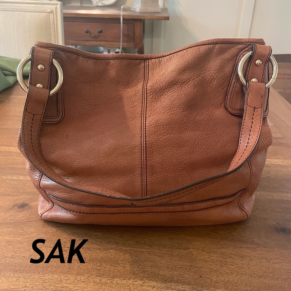 SAK brown leather hobo bag and phone wallet
